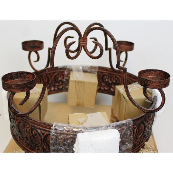 Taste of Home Napa 4 Votive Enter Plate Candle Centerpiece Rubbed Brown #3037 - Picture 5 of 9